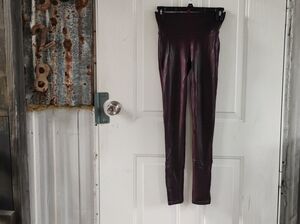 SPANX Burgundy Faux Leather Leggings